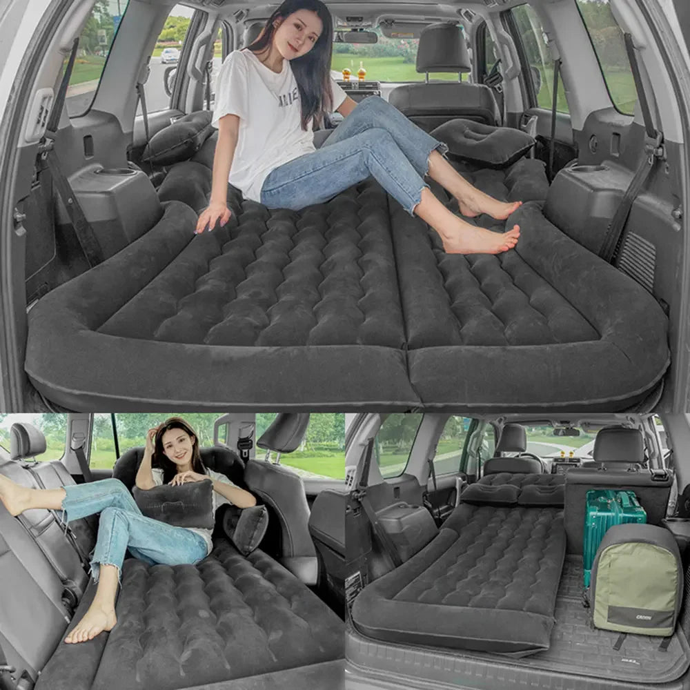 NNEOBA Portable Inflatable Car Air Mattress with Pillows Air Pump  Black