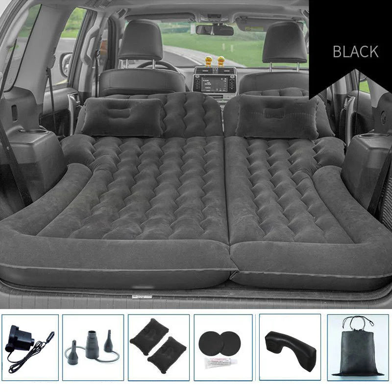 NNEOBA Portable Inflatable Car Air Mattress with Pillows Air Pump  Black