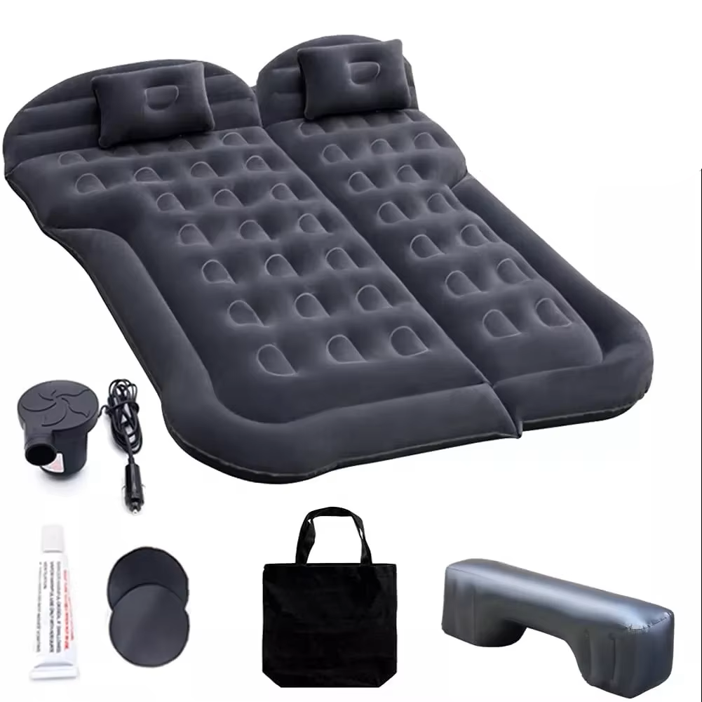 NNEOBA Portable Inflatable Car Air Mattress with Pillows Air Pump  Black