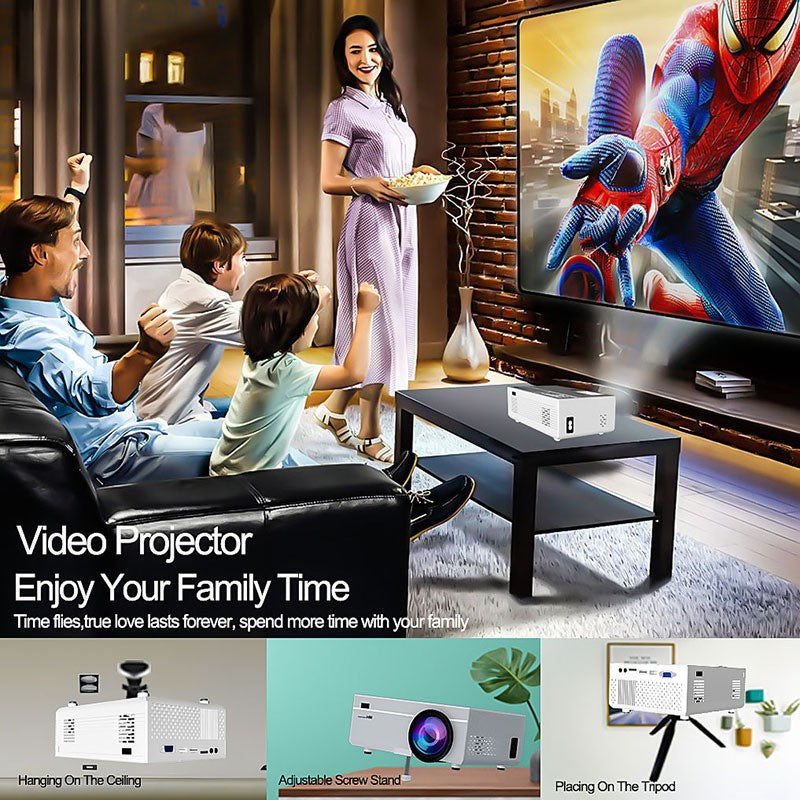 NNEDSZ Portable Mini Projector with Multi-Interface Connectivity for Home Theater and Business Use with Wi-Fi Connectivity